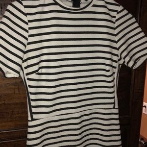 Black and white striped mini dress